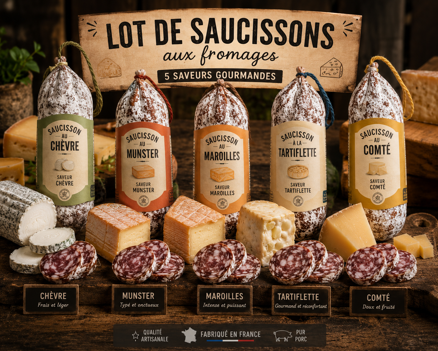 Lot de saucisson fromager