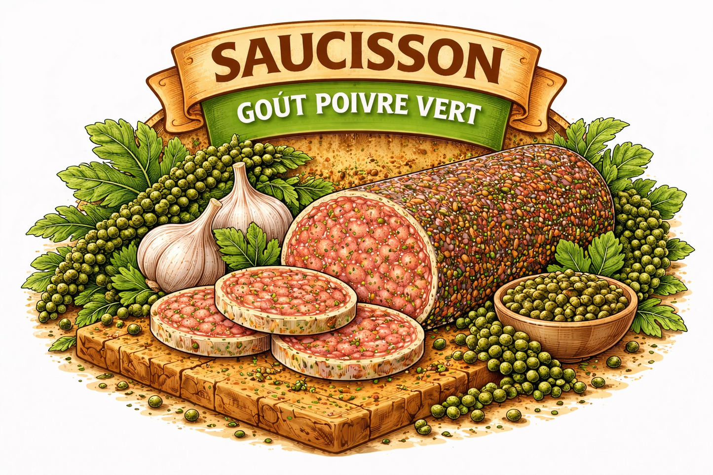 Saucisson poivre vert 150g