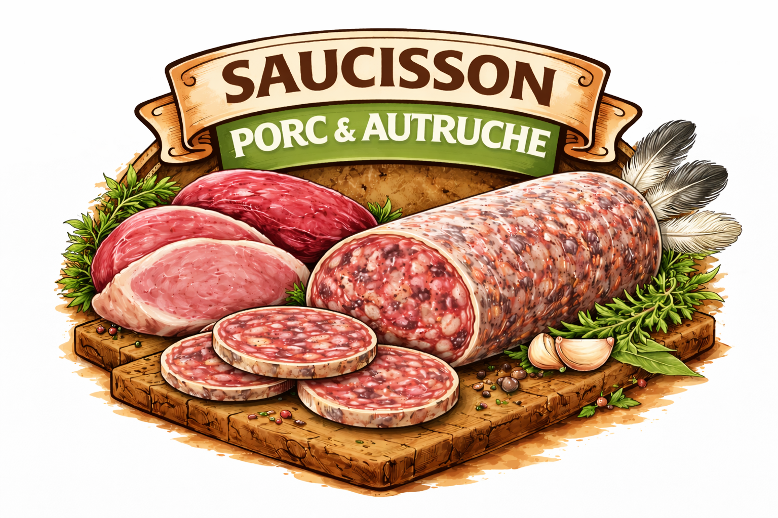 Saucisson porc et autruche 150g