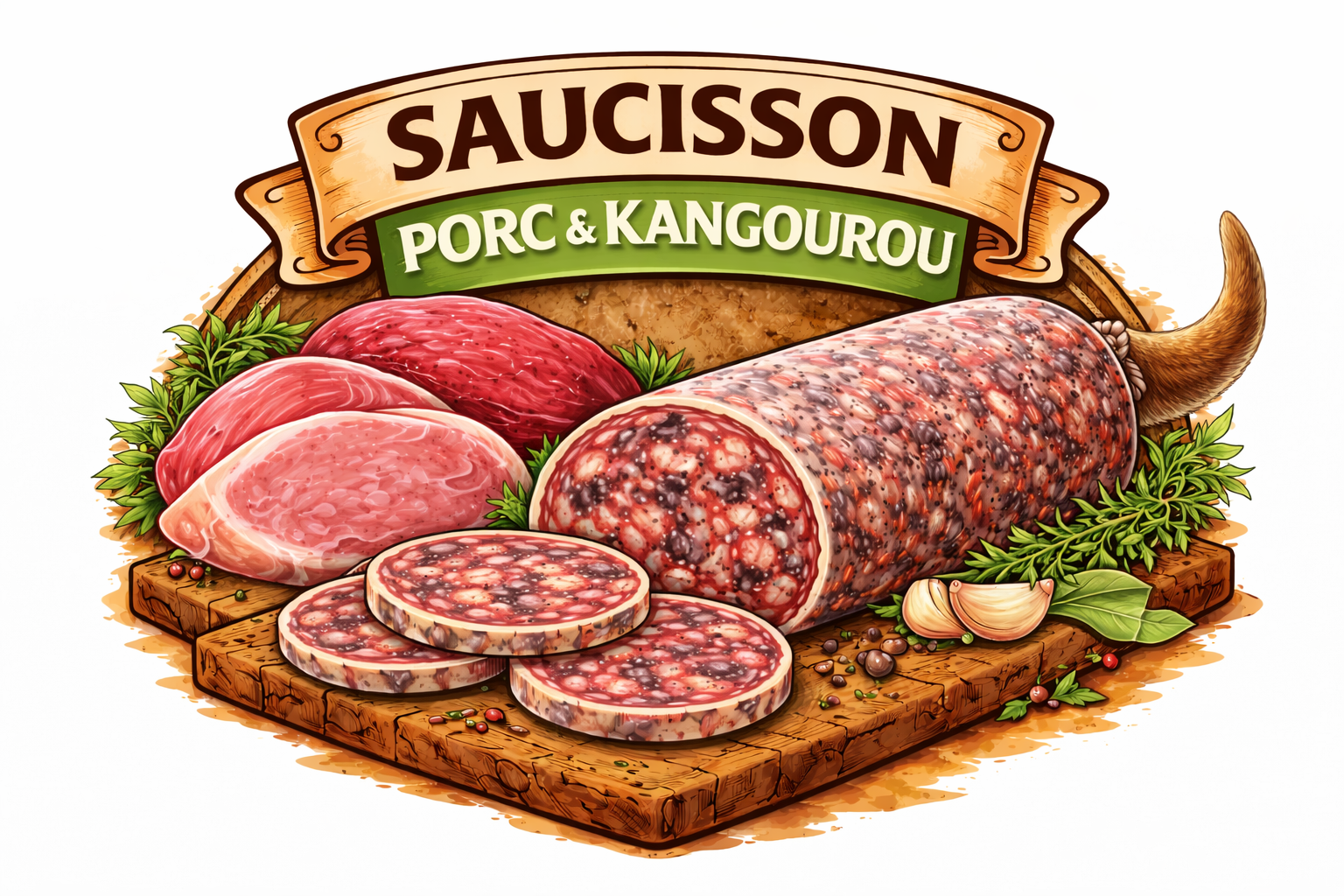 Saucisson porc et kangourou 150g