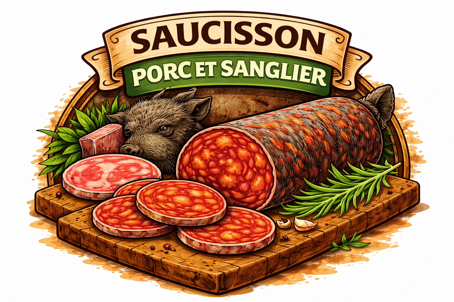 saucisson porc et sanglier 150g